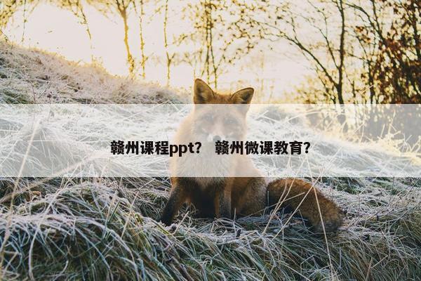 赣州课程ppt？ 赣州微课教育？