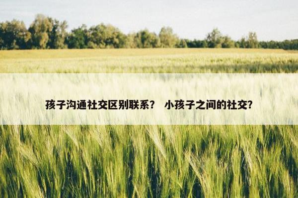 孩子沟通社交区别联系？ 小孩子之间的社交？