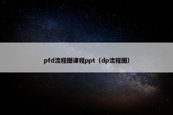 pfd流程图课程ppt（dp流程图）
