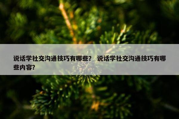 说话学社交沟通技巧有哪些？ 说话学社交沟通技巧有哪些内容？