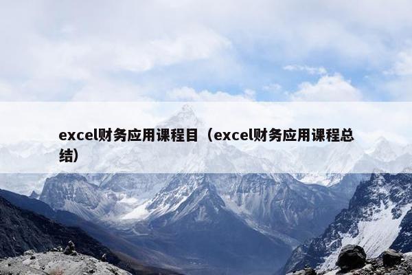excel财务应用课程目（excel财务应用课程总结）