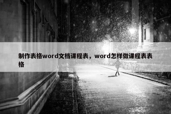 制作表格word文档课程表，word怎样做课程表表格