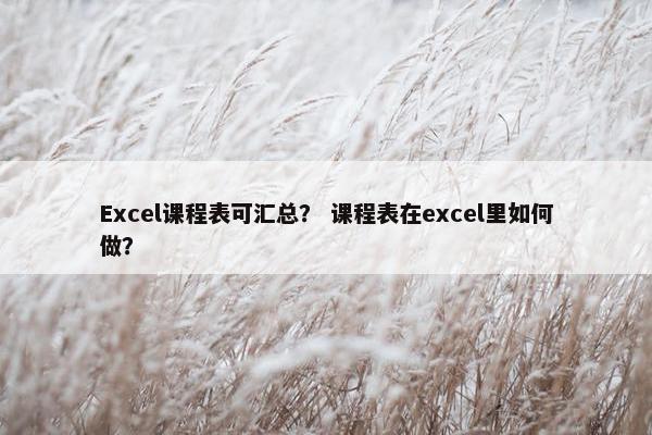Excel课程表可汇总？ 课程表在excel里如何做？