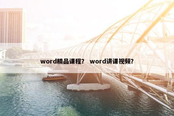 word精品课程？ word讲课视频？