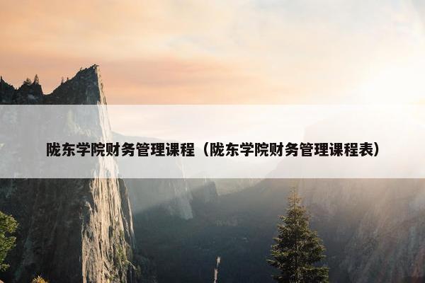 陇东学院财务管理课程（陇东学院财务管理课程表）