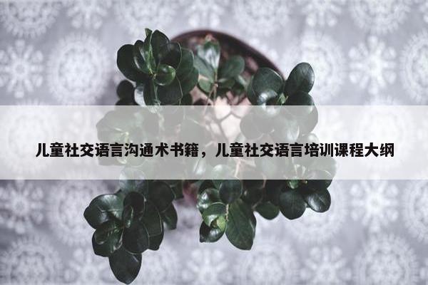 儿童社交语言沟通术书籍，儿童社交语言培训课程大纲