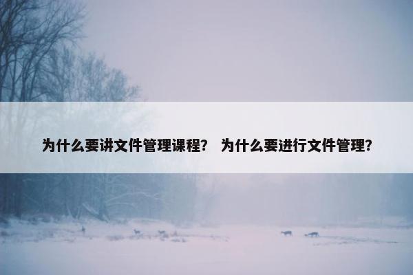 为什么要讲文件管理课程？ 为什么要进行文件管理？