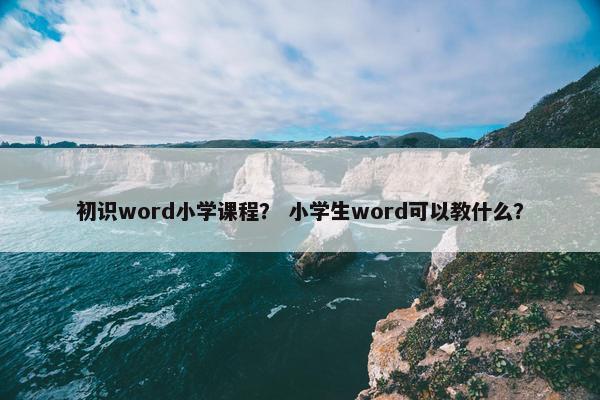 初识word小学课程？ 小学生word可以教什么？
