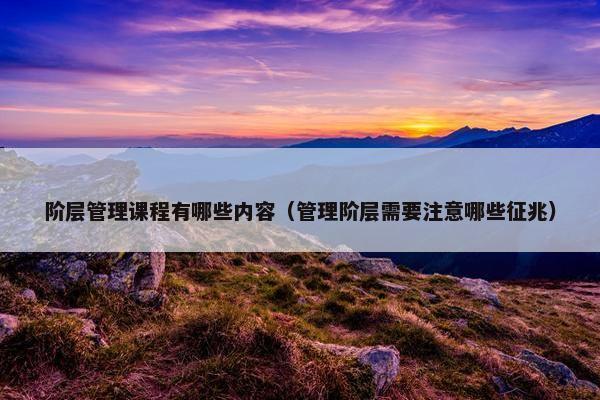 阶层管理课程有哪些内容（管理阶层需要注意哪些征兆）