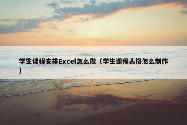 学生课程安排Excel怎么做（学生课程表格怎么制作）