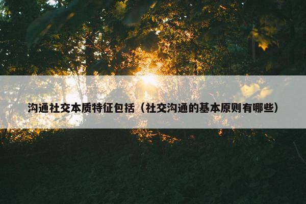 沟通社交本质特征包括（社交沟通的基本原则有哪些）