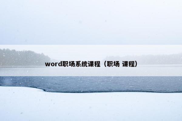 word职场系统课程（职场 课程）