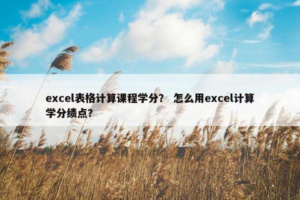excel表格计算课程学分？ 怎么用excel计算学分绩点？