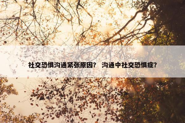 社交恐惧沟通紧张原因？ 沟通中社交恐惧症？