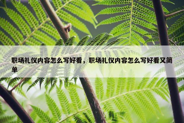 职场礼仪内容怎么写好看，职场礼仪内容怎么写好看又简单