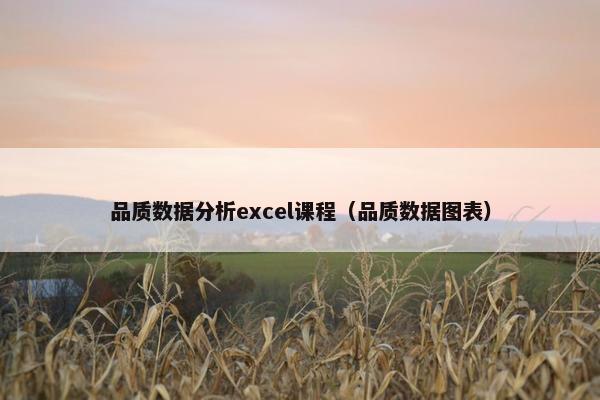 品质数据分析excel课程（品质数据图表）
