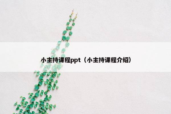 小主持课程ppt（小主持课程介绍）