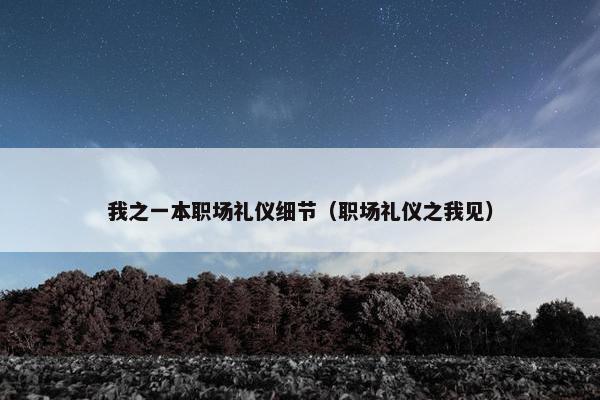 我之一本职场礼仪细节（职场礼仪之我见）