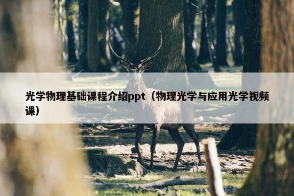 光学物理基础课程介绍ppt（物理光学与应用光学视频课）