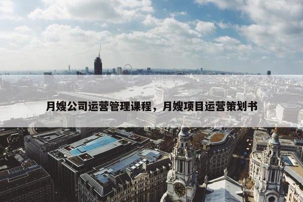 月嫂公司运营管理课程，月嫂项目运营策划书