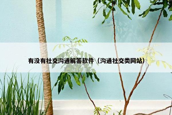 有没有社交沟通解答软件（沟通社交类网站）