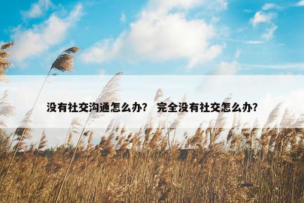 没有社交沟通怎么办？ 完全没有社交怎么办？