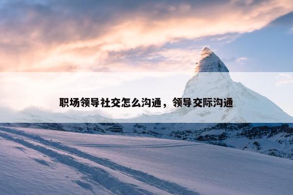职场领导社交怎么沟通，领导交际沟通