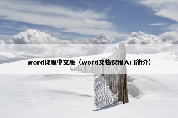 word课程中文版（word文档课程入门简介）