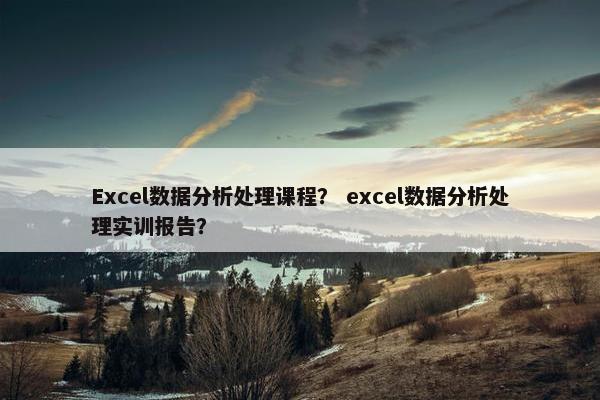 Excel数据分析处理课程？ excel数据分析处理实训报告？