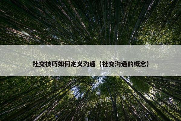 社交技巧如何定义沟通（社交沟通的概念）