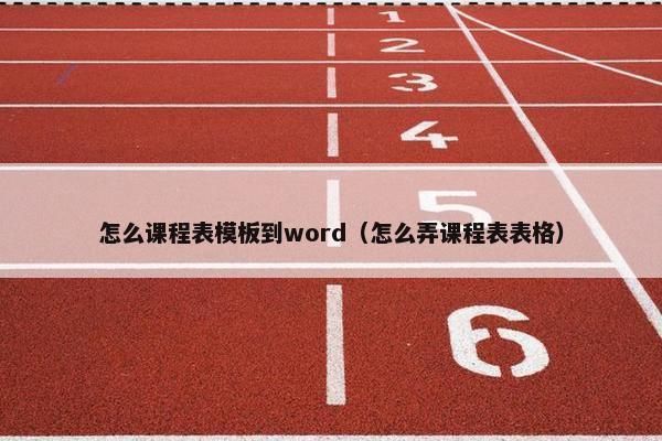 怎么课程表模板到word（怎么弄课程表表格）