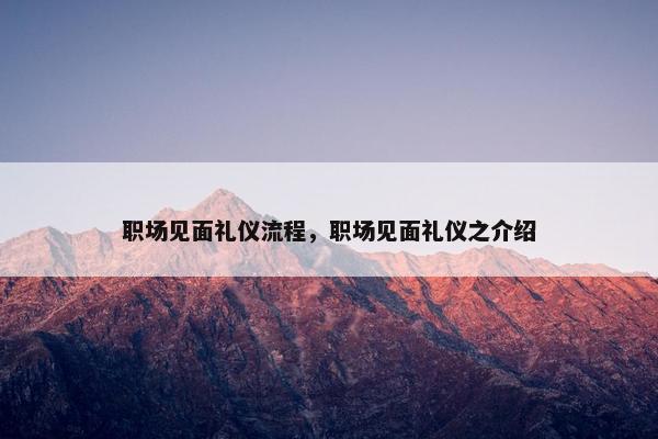 职场见面礼仪流程，职场见面礼仪之介绍