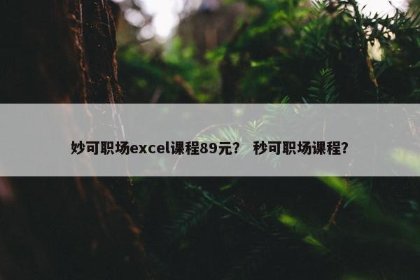 妙可职场excel课程89元？ 秒可职场课程？