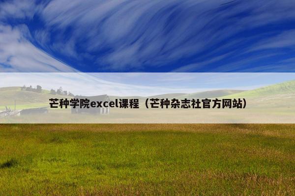芒种学院excel课程（芒种杂志社官方网站）