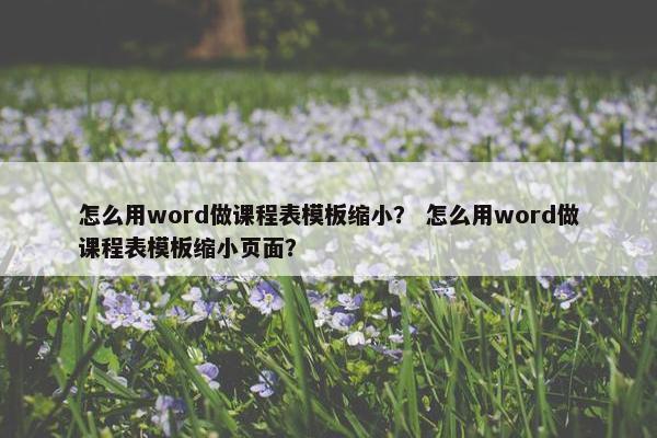 怎么用word做课程表模板缩小？ 怎么用word做课程表模板缩小页面？