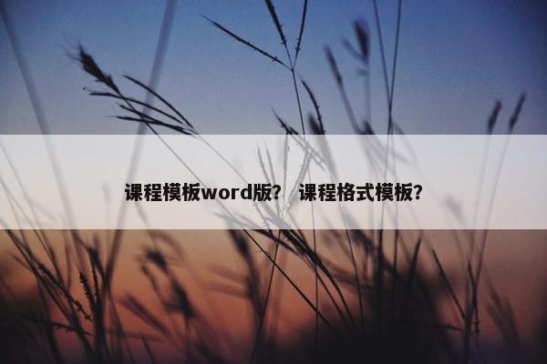 课程模板word版？ 课程格式模板？