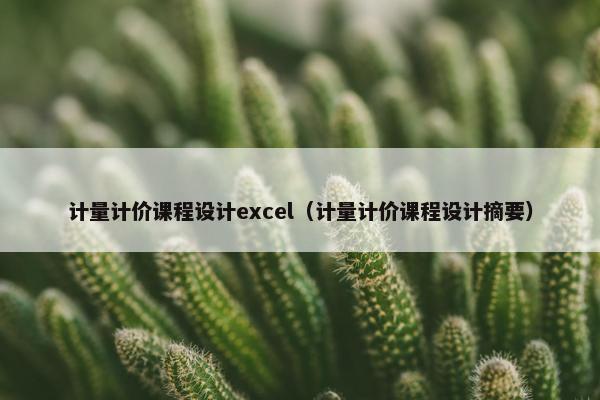计量计价课程设计excel（计量计价课程设计摘要）