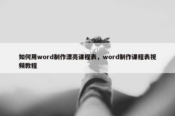 如何用word制作漂亮课程表，word制作课程表视频教程