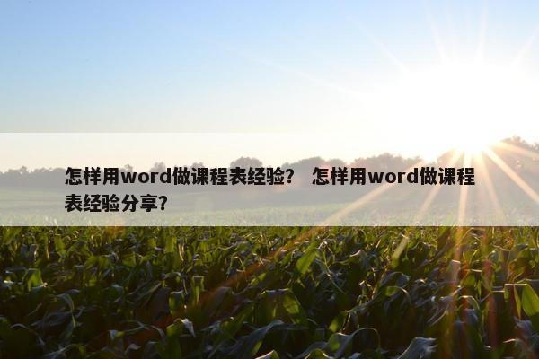 怎样用word做课程表经验？ 怎样用word做课程表经验分享？
