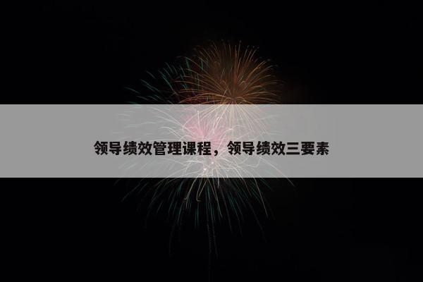 领导绩效管理课程，领导绩效三要素