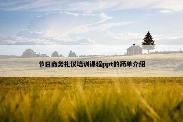 节日商务礼仪培训课程ppt的简单介绍