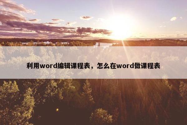 利用word编辑课程表，怎么在word做课程表