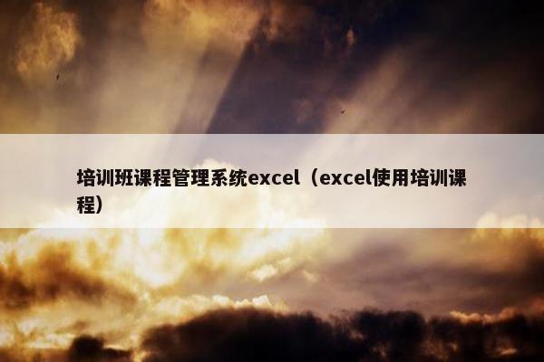 培训班课程管理系统excel（excel使用培训课程）