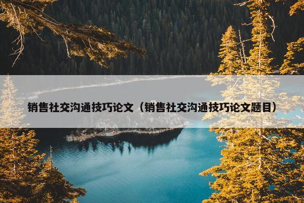 销售社交沟通技巧论文（销售社交沟通技巧论文题目）