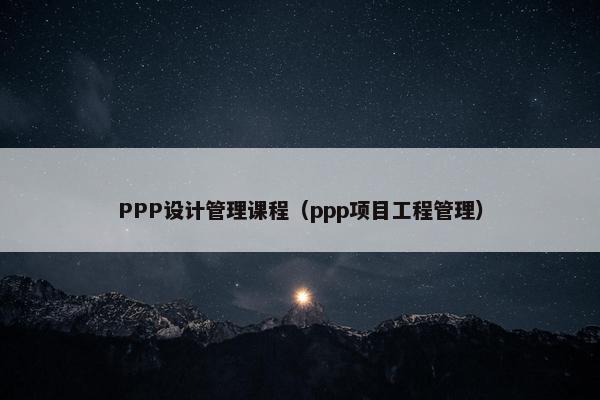 PPP设计管理课程（ppp项目工程管理）