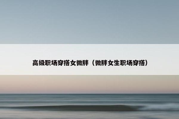 高级职场穿搭女微胖（微胖女生职场穿搭）
