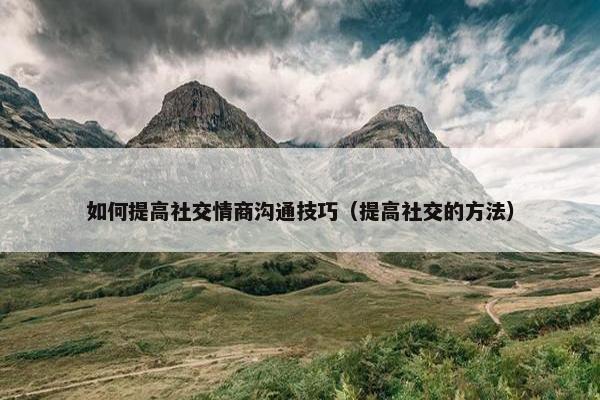 如何提高社交情商沟通技巧（提高社交的方法）
