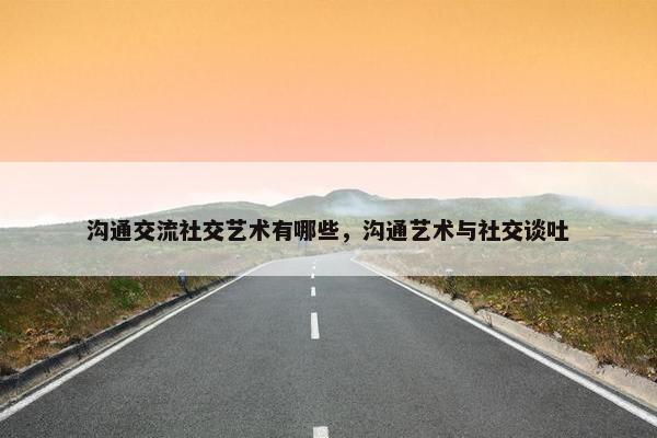 沟通交流社交艺术有哪些，沟通艺术与社交谈吐