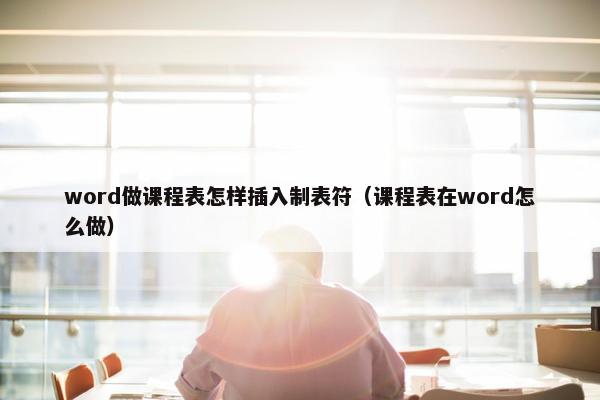 word做课程表怎样插入制表符（课程表在word怎么做）