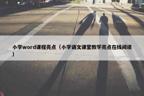 小学word课程亮点（小学语文课堂教学亮点在线阅读）